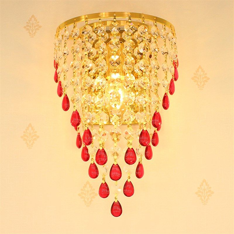 现货欧式现代简约创意水晶壁灯LED灯具客厅卧室床头过道 时尚墙灯