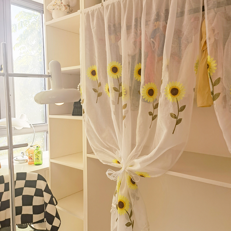 门帘隔断遮挡帘子遮挡衣帽间衣柜免打孔美容院高级感蕾丝卧室防尘