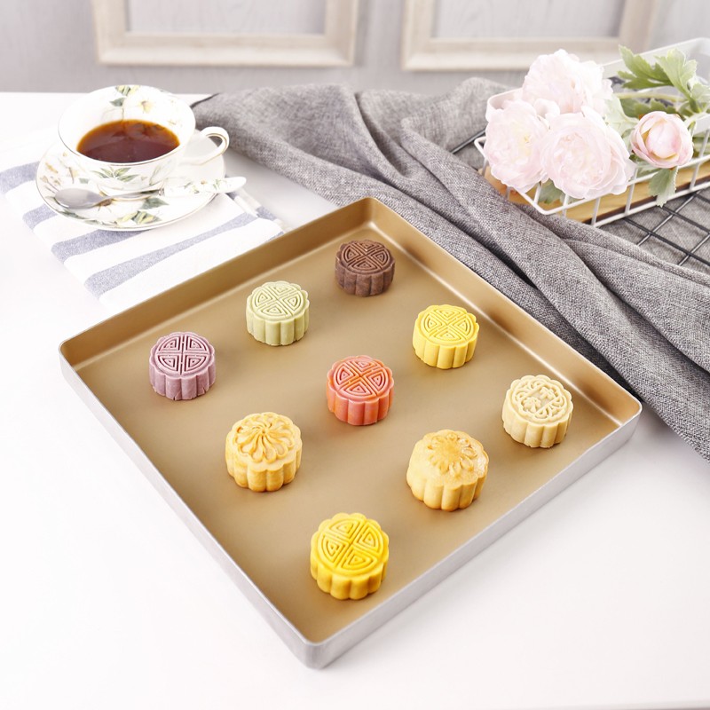 三能长方形烤盘28*28 cm古早蛋糕卷不粘月饼模具家用饼干金盘加高