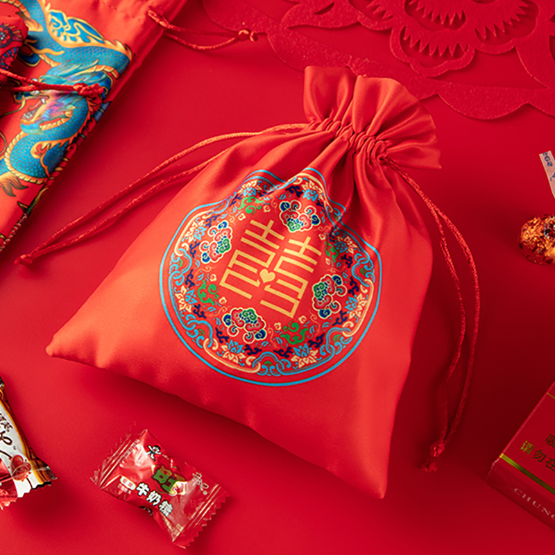 结婚庆用品大号喜糖礼袋中式织锦喜袋婚礼喜糖盒手提礼品袋糖果袋