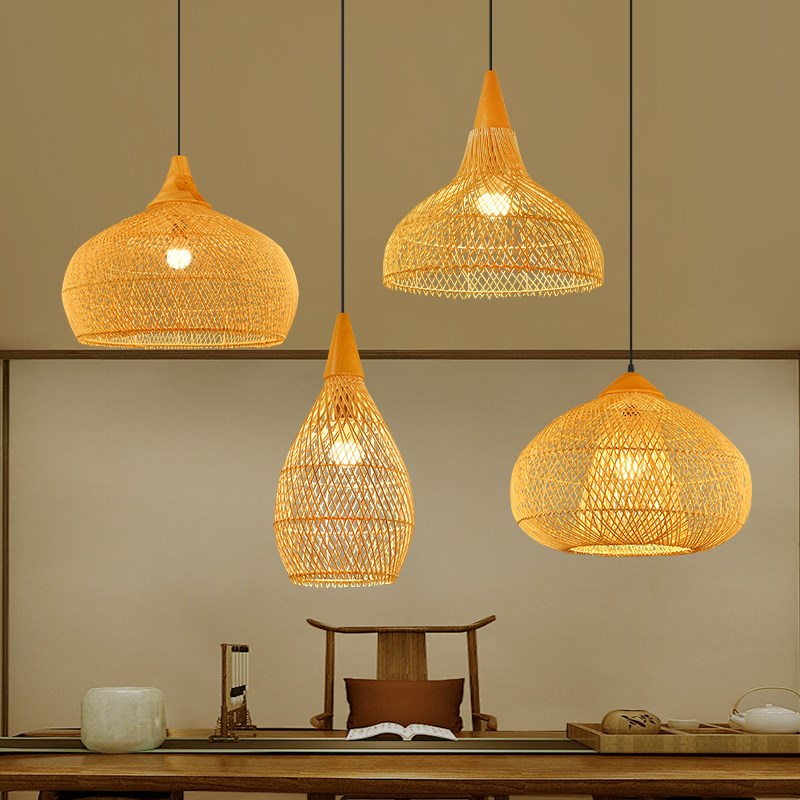 原木风吊灯 e禅意客厅藤编灯 藤艺吊灯 创意餐厅灯 日式民宿卧室