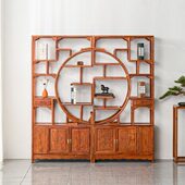 刺猬紫檀博古架中式 古董架客厅隔断全实木置物架花梨木茶叶架雕花