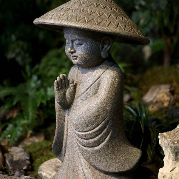 新中式庭院禅意沙弥小和尚造景装饰户外园林布置景观小品落地摆件