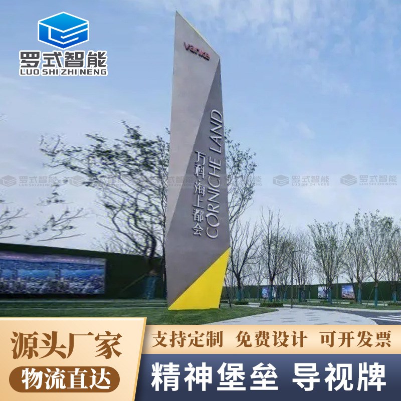 户外不锈钢精神堡垒指引路牌指示牌公园停车场标识牌导向牌导视牌
