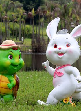 卡通户外兔子乌龟幼儿园庭院装饰动物摆件园林小区雕塑玻璃钢商场