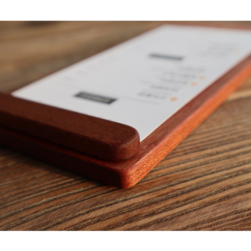 9WOR黑胡桃木立式菜单夹展示牌榉木质桌面立牌咖啡西餐厅吧台展示