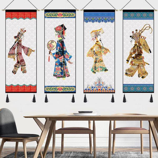 中式京剧挂布皮影挂画布艺展厅客厅背景装饰画茶楼壁画挂毯古典画,居家布艺,挂毯/壁毯,淘宝优惠券,粉丝福利购,淘宝优惠卷