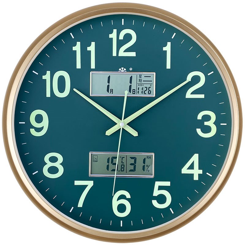 ID3L轻奢夜光电波钟钟表挂钟客厅时钟挂表挂墙家用现代石英钟2024