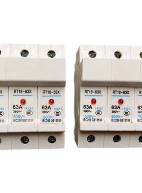 导轨按装保险丝熔断器底座RT18-63X 1P 2P 3P 4P 带指示灯铁14X51
