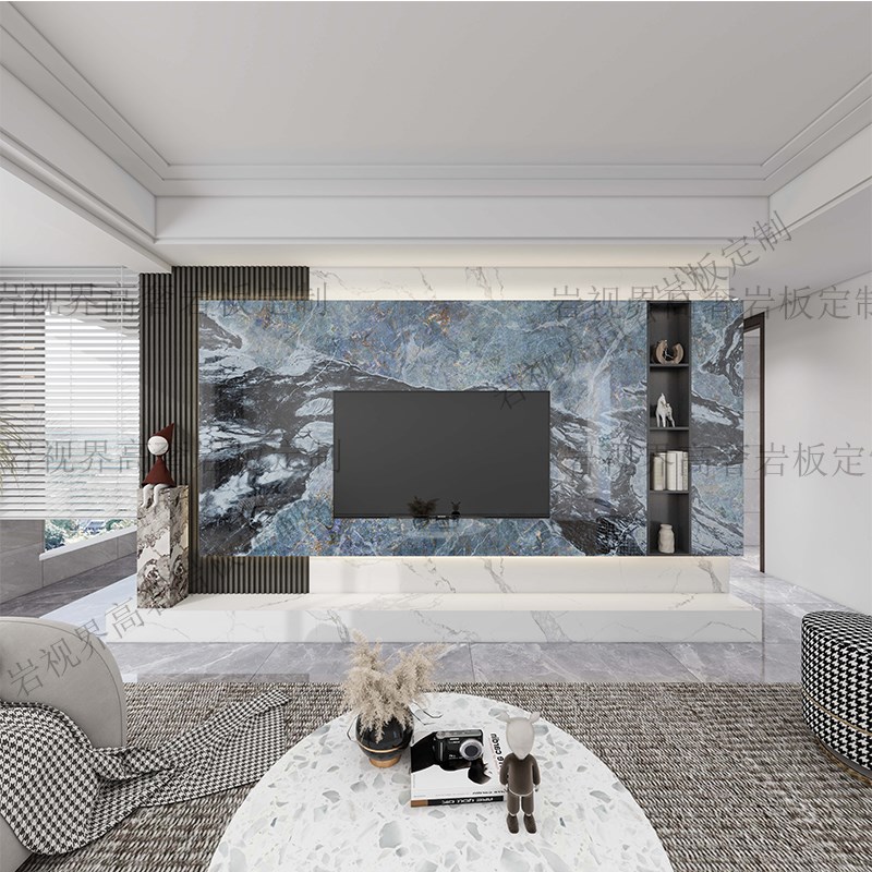 岩板电视背景e墙轻奢高级感2025悬浮款瓷砖大理石奢石悬空现代客