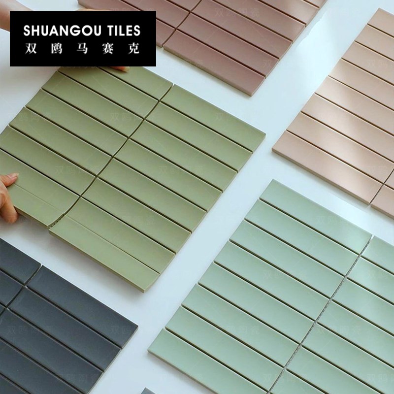 双鸥莫兰迪哑光微水o泥马赛克月牙面瓷砖浴室厨房吧台咖啡厅墙砖