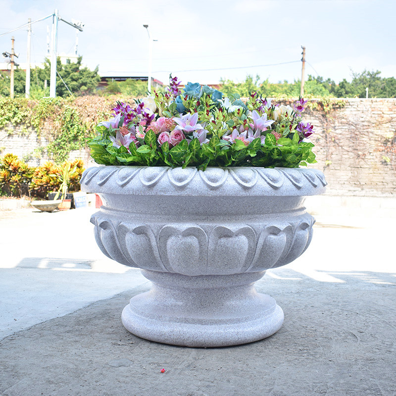户外花盆 欧式玻璃钢花钵 w仿石材创意大口径庭院小区别墅园林花