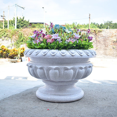 户外花盆 欧式玻璃钢花钵 w仿石材创意大口径庭院小区别墅园林花