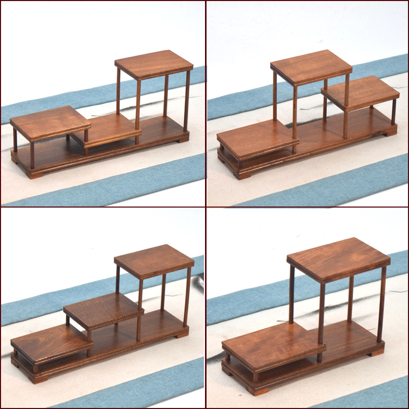 花梨实木博古架置物架茶杯架茶壶架J微缩盆景架展示架多宝架