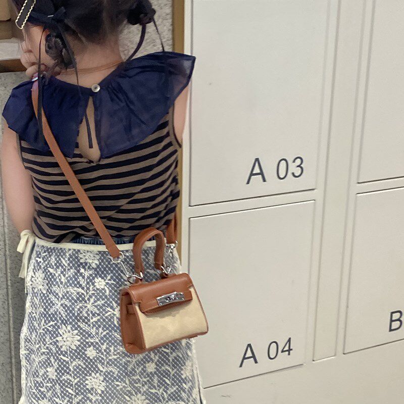 凯莉包女童时尚精致配饰公主小女孩手拎包洋气拼接配饰儿童单肩包
