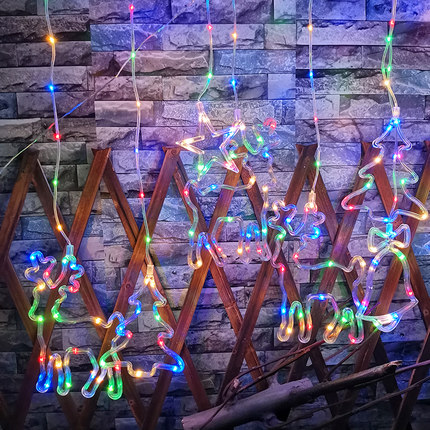 圣诞节星星麋鹿挂灯太阳能彩灯LED灯串闪灯庭院花园橱窗装饰夜灯