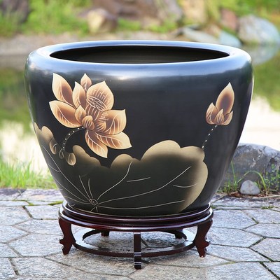 造景古法陶瓷鱼缸荷花缸大型睡莲水缸庭院民宿庭院酒店甲鱼乌龟缸