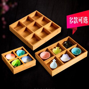 日式创意竹盒九宫格盒干果盘寿司餐盘分格零食点心盒竹制特色菜盘