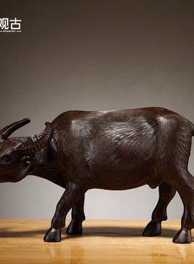 木雕水牛摆件实木质雕刻十二生肖木头牛家居吉祥物装饰红木工艺品