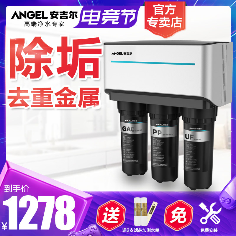 安吉尔净水器家用直饮纯水机RO膜反渗透有桶去垢5芯双水T1C/J1105
