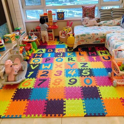 btoys加厚爬行垫拼接字母爬爬垫儿童婴儿防滑地垫母婴客厅游戏垫