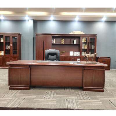 大气老板桌中式办公桌经理总裁桌大班台实木皮班台B-2828等