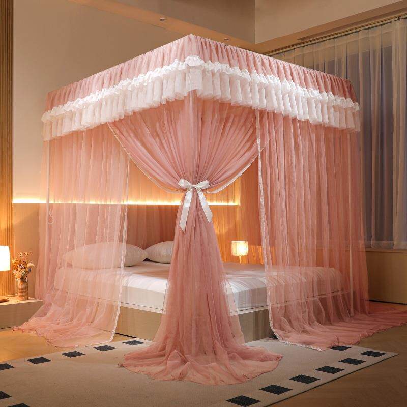 韩版公风蚊帐一式家主卧室床幔加GZFWZ001厚体加密烤漆支架方用顶