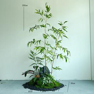 内仿真竹子假禅意造景组合庭院隔断室饰景观竹毛装NOQ盆景仿真绿