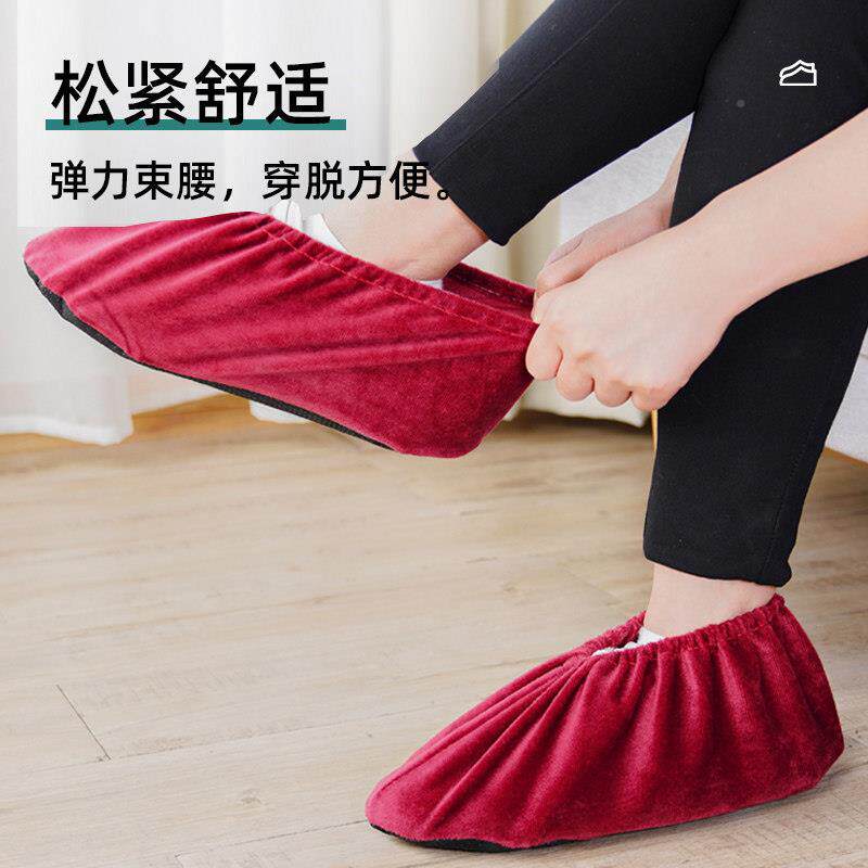 绒布儿鞋套家用加厚F969TJMM耐磨布料可洗室滑内可反复使用童一次