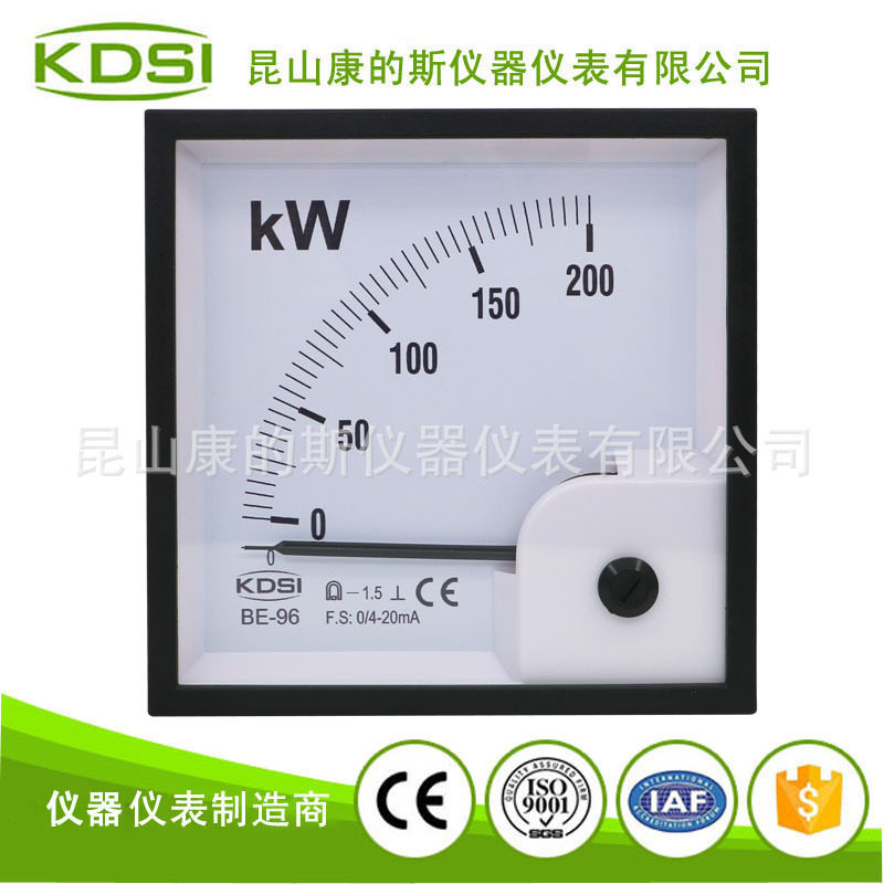供应kdsi指针式功率表毫安电流表BE-96DC4-20mA200KW