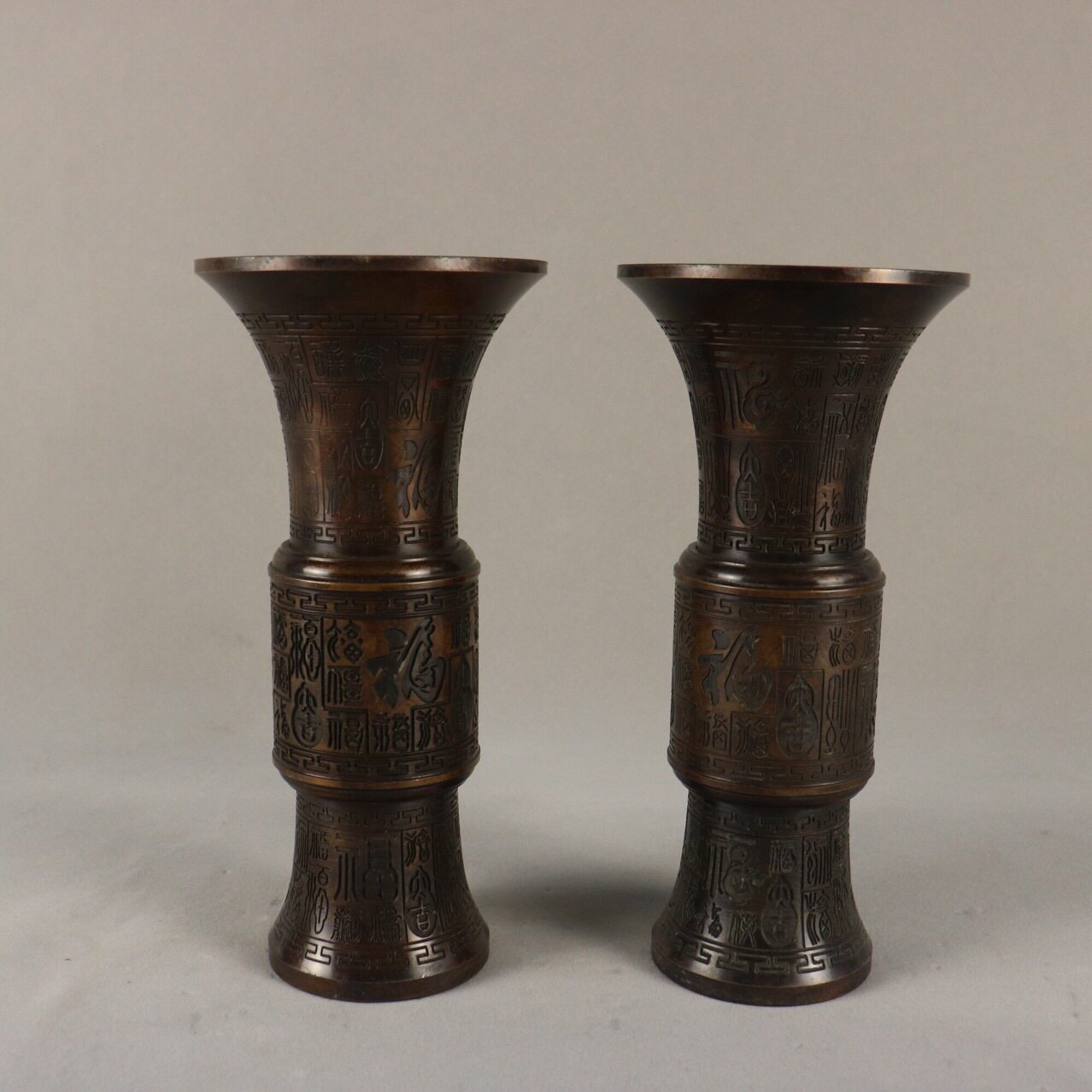 古玩批发仿古铜器百福香筒一对居家工艺品摆件