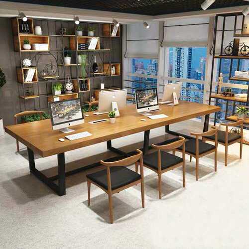 北欧实木办公桌椅组合办公室公司职员电脑桌会议室会客接待会议桌