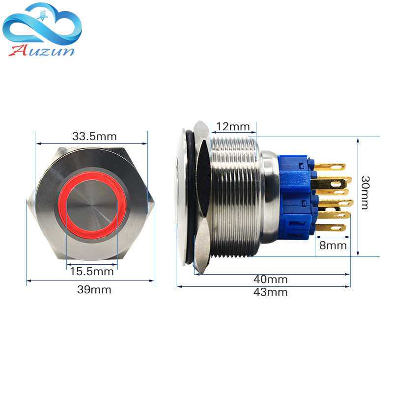 30MM金属按钮开关自锁带灯按钮两常开两常闭10个脚控制两设备