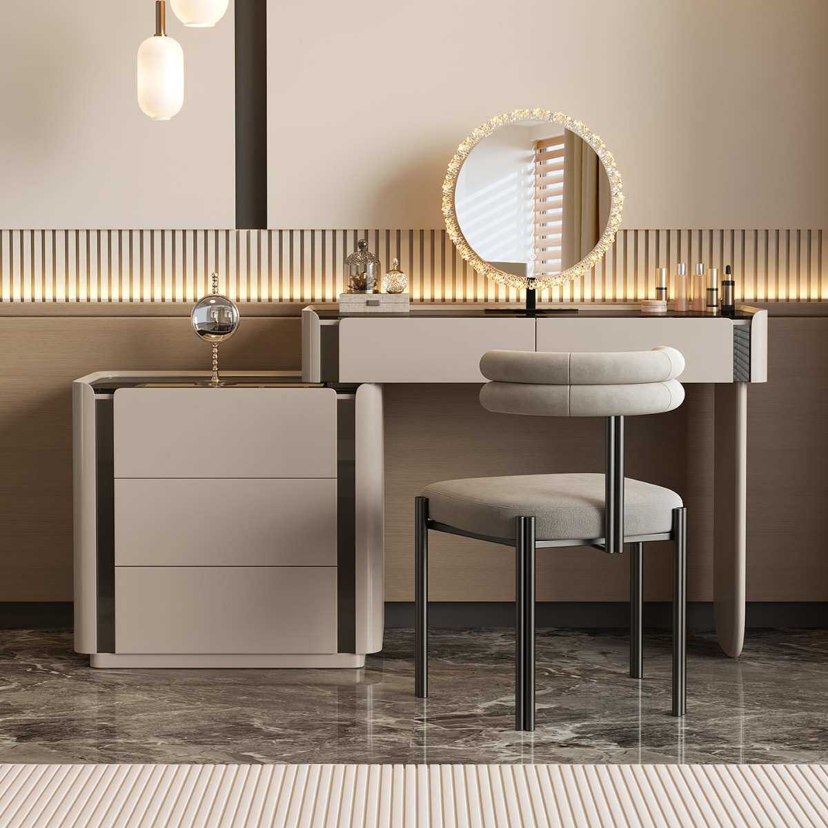 七号公寓意式极简梳妆台斗柜一体轻奢高级小户型卧室首饰柜化妆桌