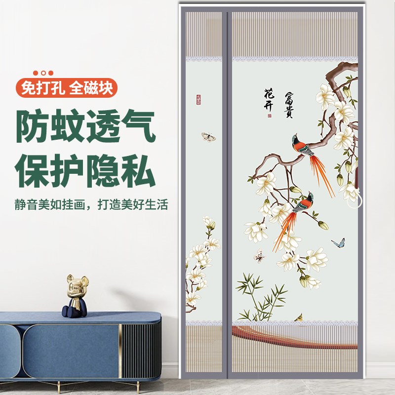 新款夏季隐私防蚊门帘磁性自粘魔术贴免打孔家用卧室隔断纱门纱窗