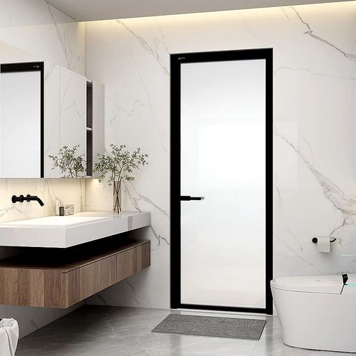 广州深圳卫生间厨房门防水极窄钛镁合金玻璃门窄边阳台推拉浴室门