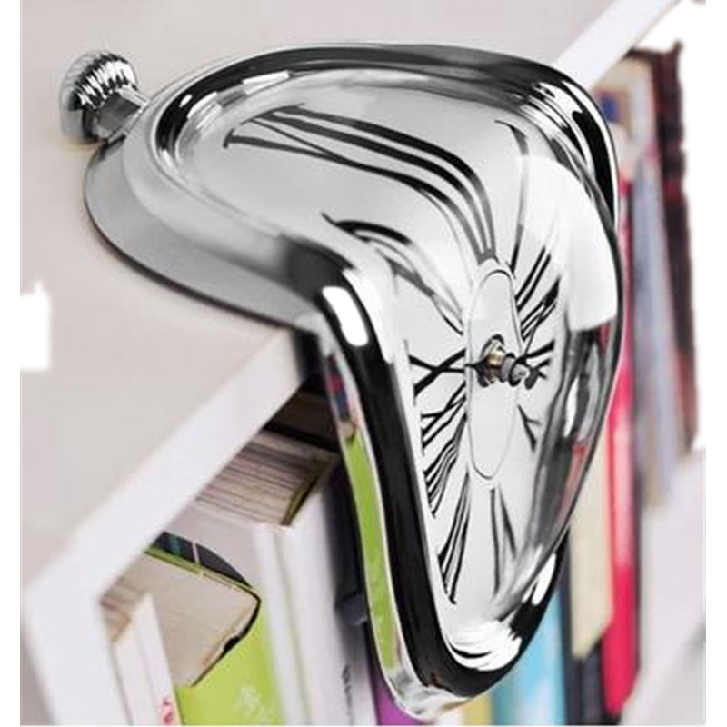 【静音】Melting Clock桌角扭曲时钟达利融化钟表 创意台桌面挂钟