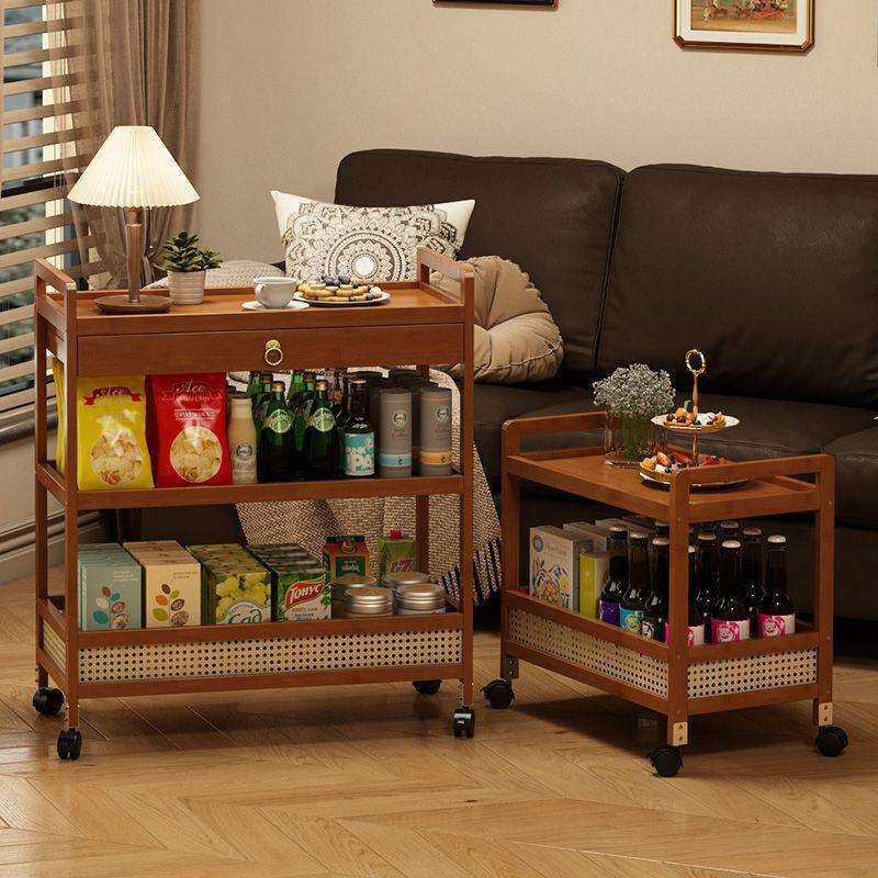 新款茶水柜小推车网红非实木沙发边几中古可移动茶几客厅边柜餐车