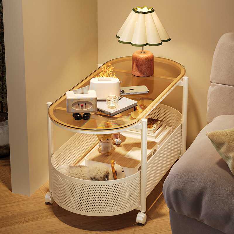 奶油几可风边移动小户型客厅沙发边柜侧边茶几简约现代收纳小推车