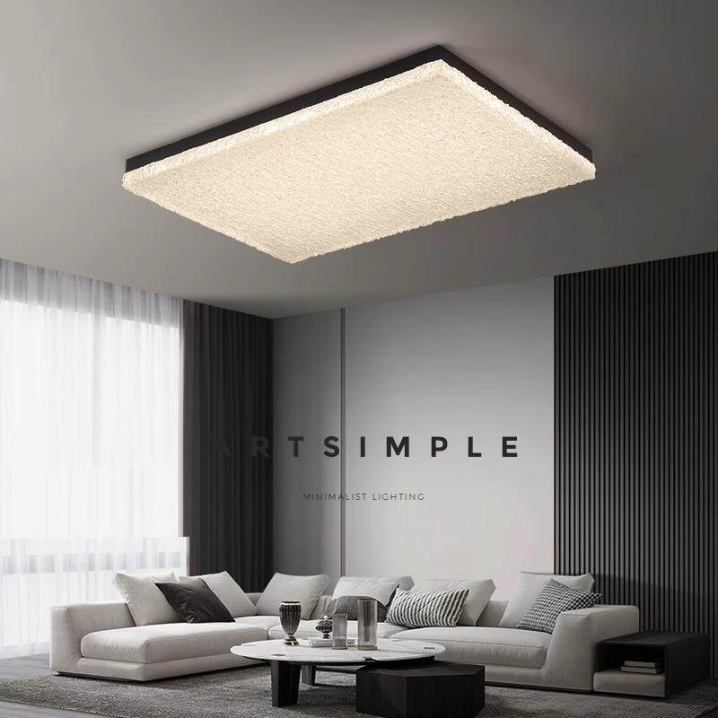 极简客厅灯吸顶灯现代简约轻奢长方形高档铂金树脂灯具卧室灯