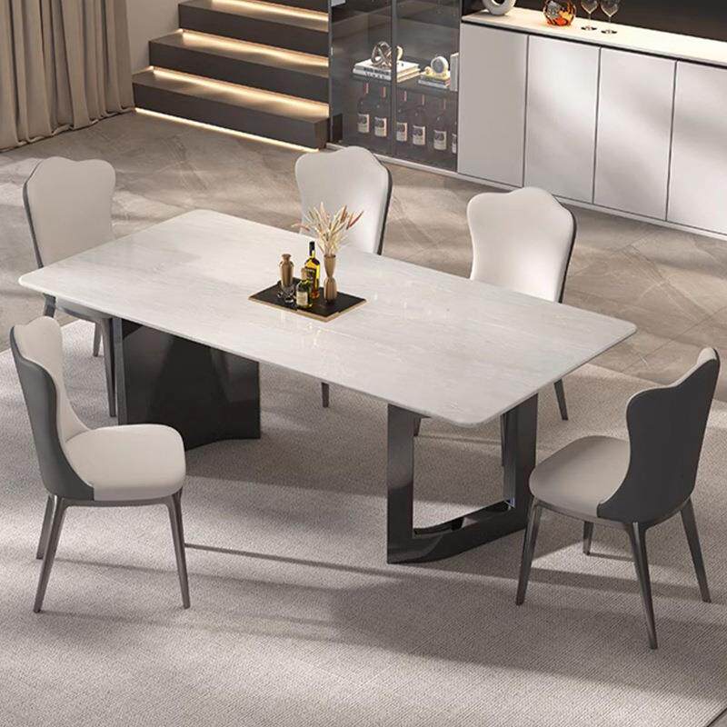 天然奢石餐桌高端卡里冰玉家用现代意式轻奢款长方形大理石餐桌子