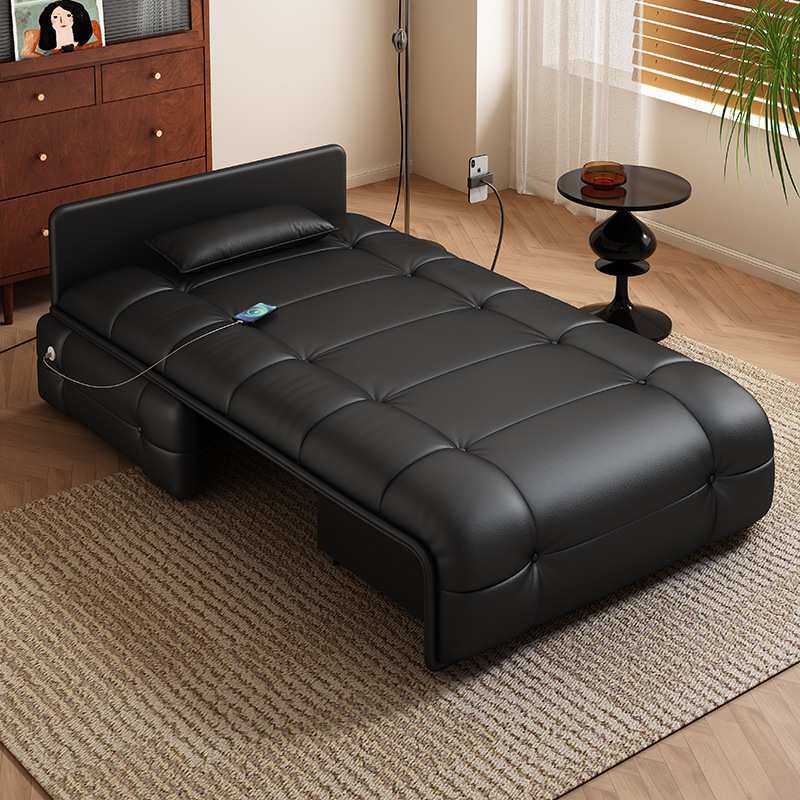 功能沙发电动床单人客厅现代简约全自动折叠意式猫抓皮沙发床直销