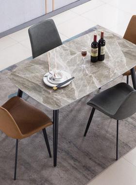 意式极简岩板餐桌简约现代小户型家用饭桌北欧轻奢大理石桌椅组合