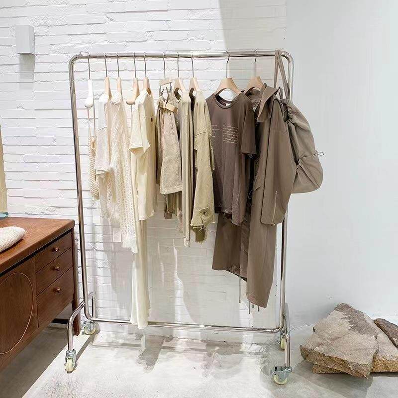 单杠服装货架不锈钢展示架银色架子金色挂衣服架活动灰色架广东