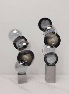 欧式创意简约水晶几何摆件卧室玄关客厅办公室电视柜书房家居饰品