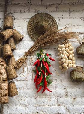 农家乐火锅店复古墙饰挂件墙面挂饰壁饰怀旧装饰品餐厅竹编老物件