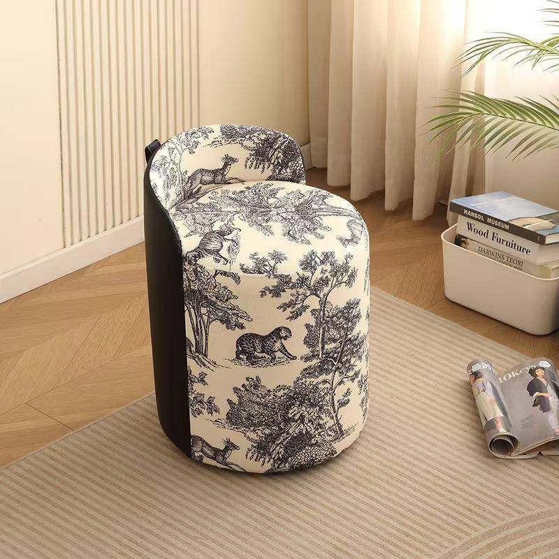 化妆凳轻奢高级感家用椅子女生卧室梳妆台专用凳子衣帽间网红圆凳