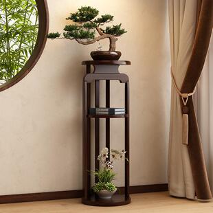 新中式花架子置物客厅落地圆形花台绿植花瓶花盆架家用阳台花托架