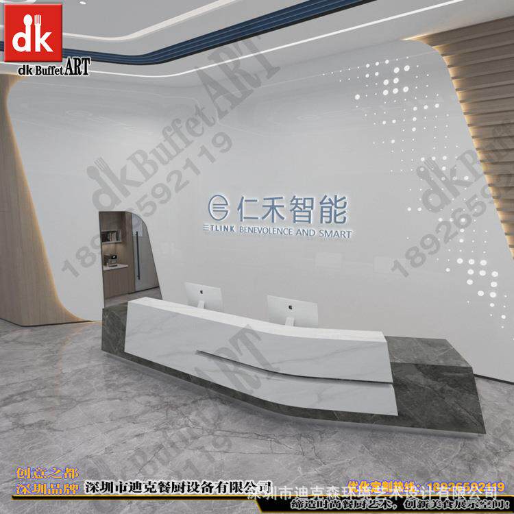大理石前台接待台收银台设计制作自助餐台价格