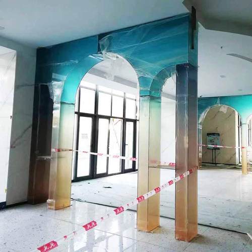 有机玻璃弧形热弯PC异形成型承接大型工艺炫彩U型门框架遂道色全